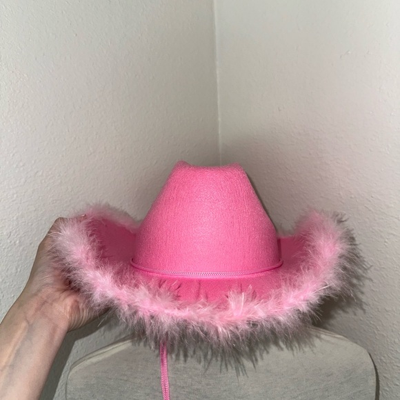 Hot Pink Cowgirl Cowboy Hat with Fur Rim - Picture 6 of 9